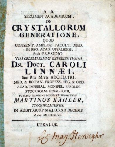 ... de Crystallorum generatione ... cover