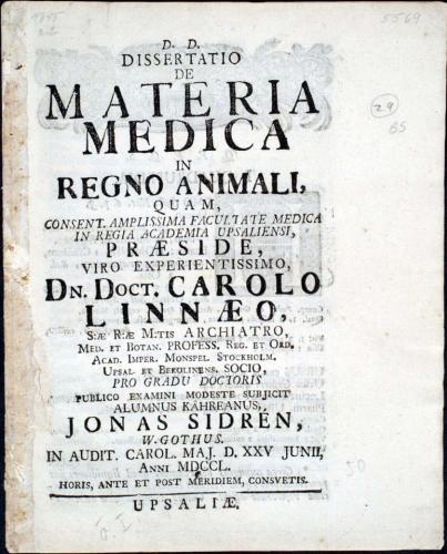 ... de Materia Medica in Regno Animali, ... cover