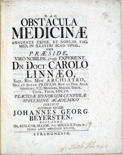 Obstacula Medicinae ... cover