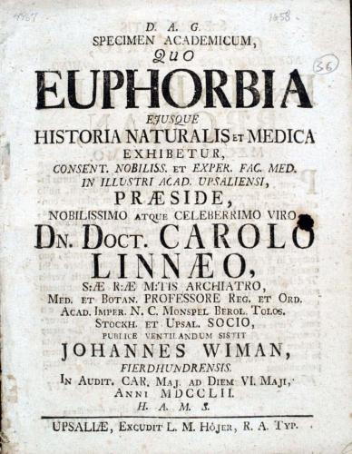 ... quo Euphorbia ejusque historia naturalis et medica exhibetur ... cover