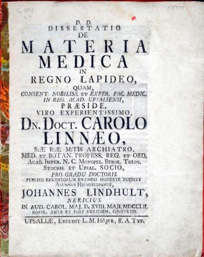 ... de Materia medica in Regno Lapideo ... cover