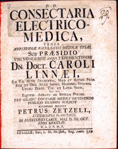 Consectaria electrico-medica ... cover