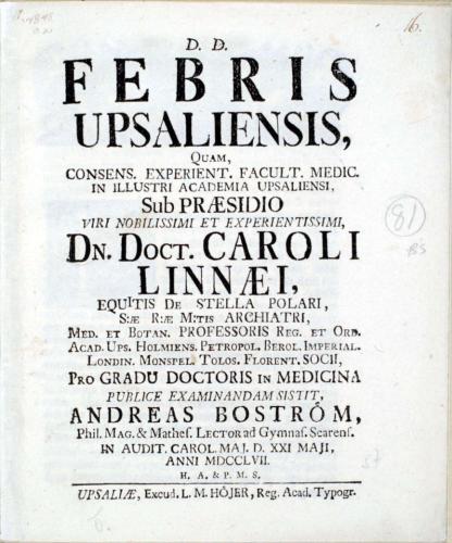 Febris Upsaliensis, ... cover