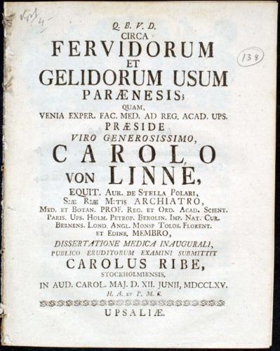 Circa Fervidorum et Gelidorum Usum Paraenesis, ... cover