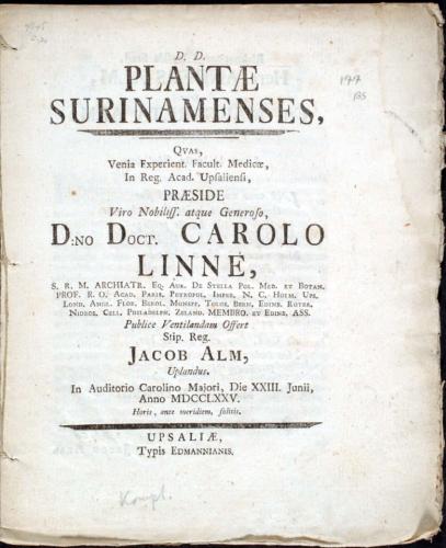 Plantae Surinamenses, ... cover